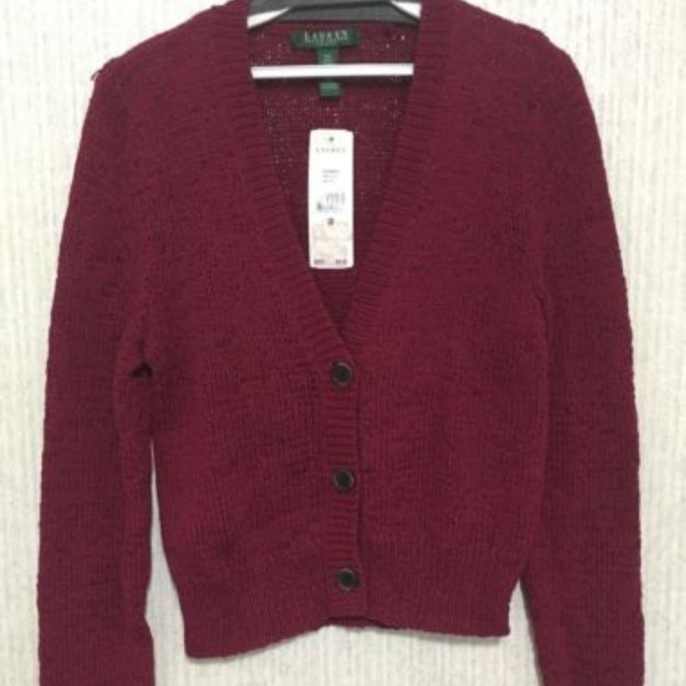 Cardigan Petite Medium M Merlot Red Petite